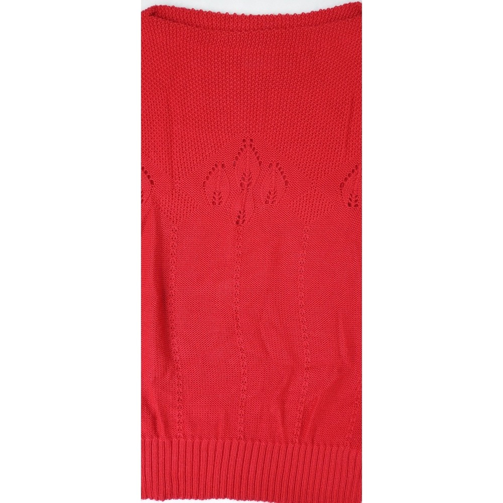 Vintage Barry & Me Red Knit Cropped Short Sleeve Sweater Women USA Made - Picture 5 of 11